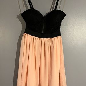 Ali & Kris Pink & Black Sweetheart Dress (Size S)